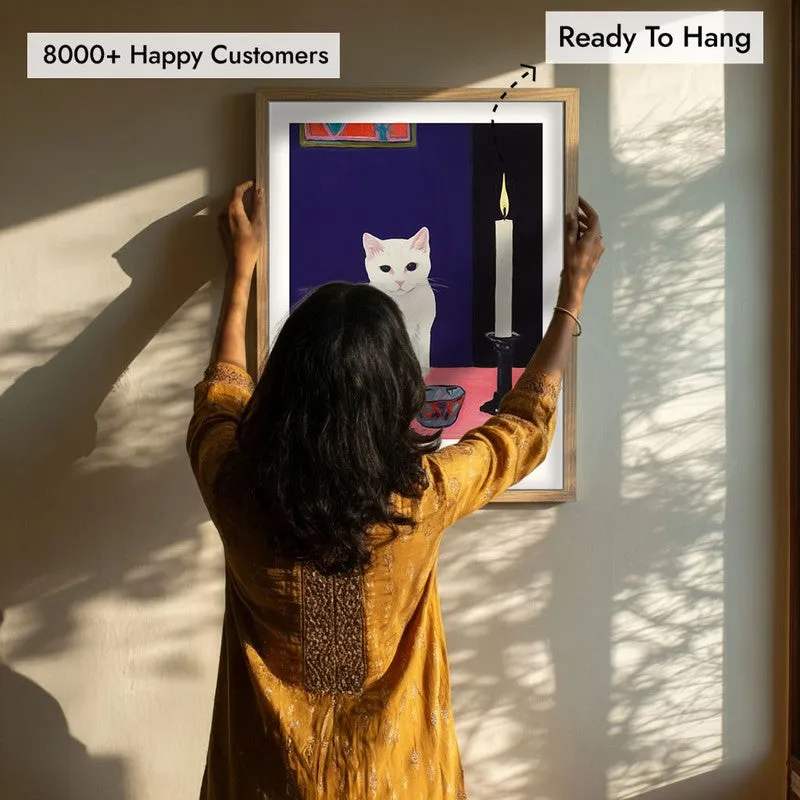 Matisse's Cat Inspired by Henri Matisse Archival Canvas Wall Art - Natural Brown Frame media 7