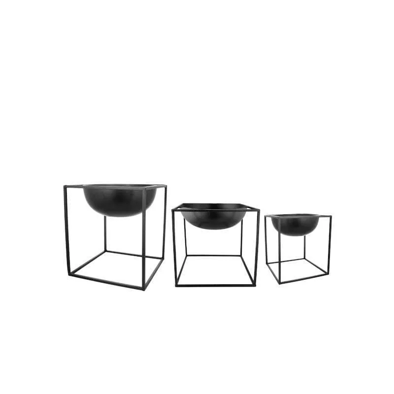 Modern Black Metal Planter Set with Stands - Set of Three media 4
