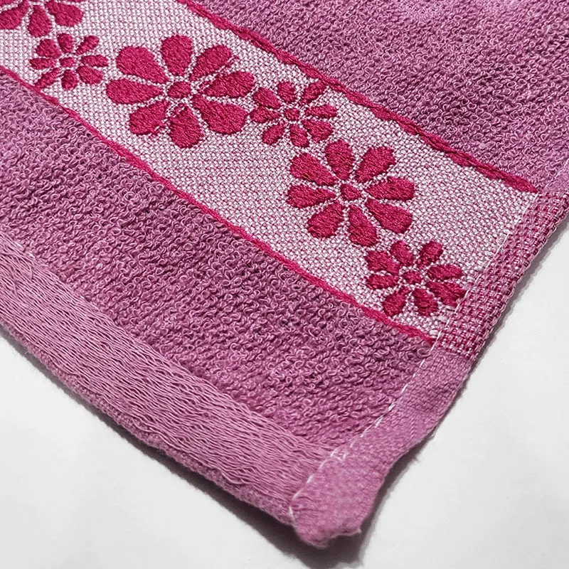 Wildflower Trim Cotton Hand Towel (Yellow & Purple) - Set Of Two media 2
