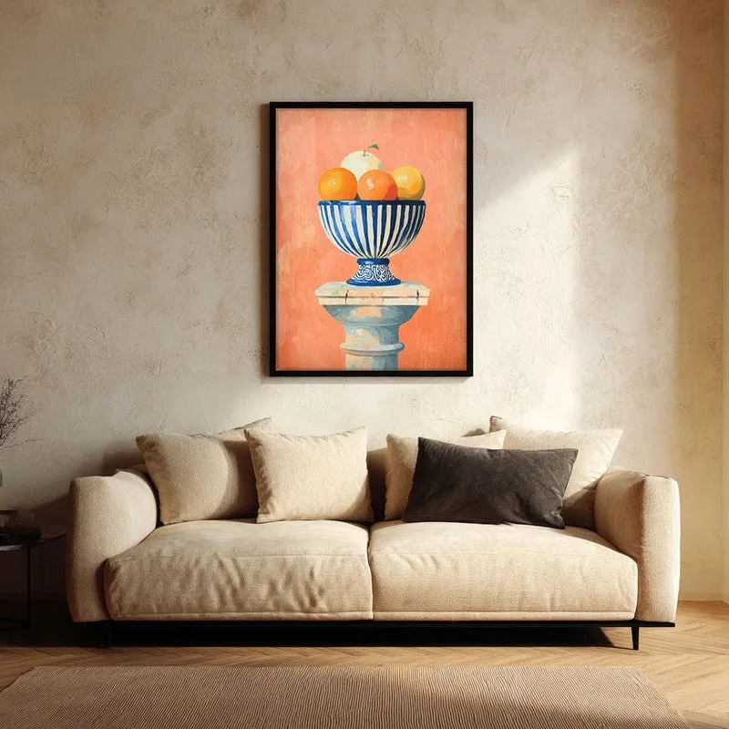 Fruit Bowl Canvas Wall Painting - Black Frame media 1