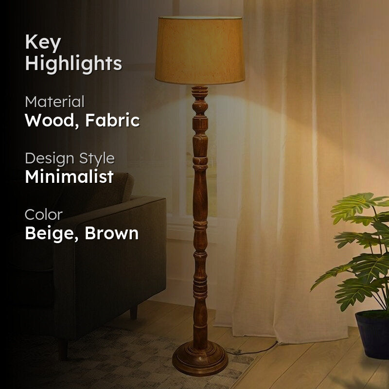 Elfin Curve Decorative Wooden Floor Lamp - Beige media 2