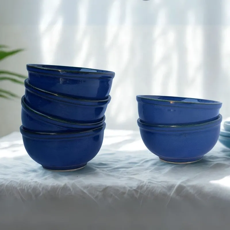 IndiLuxe Ceramic Snack Bowls (Blue, 200 mL Each) - Set Of Six media 5