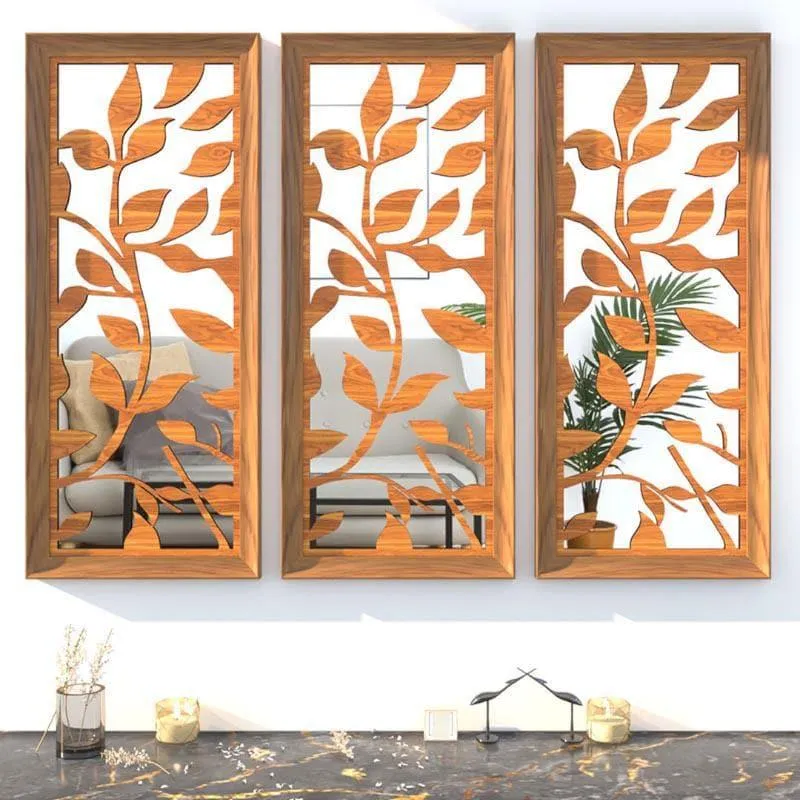 Leafie Decorative MDF Wall Accent (Orange) - Set Of Three media 1