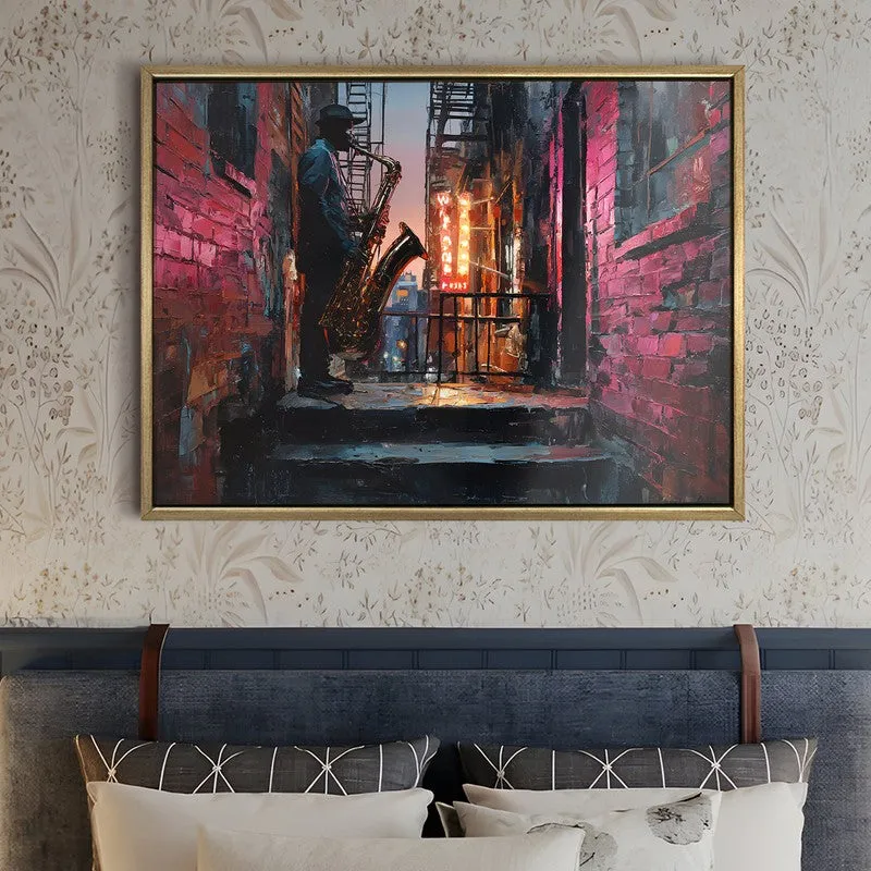 Alley Blues Canvas Wall Painting With Frame media 5