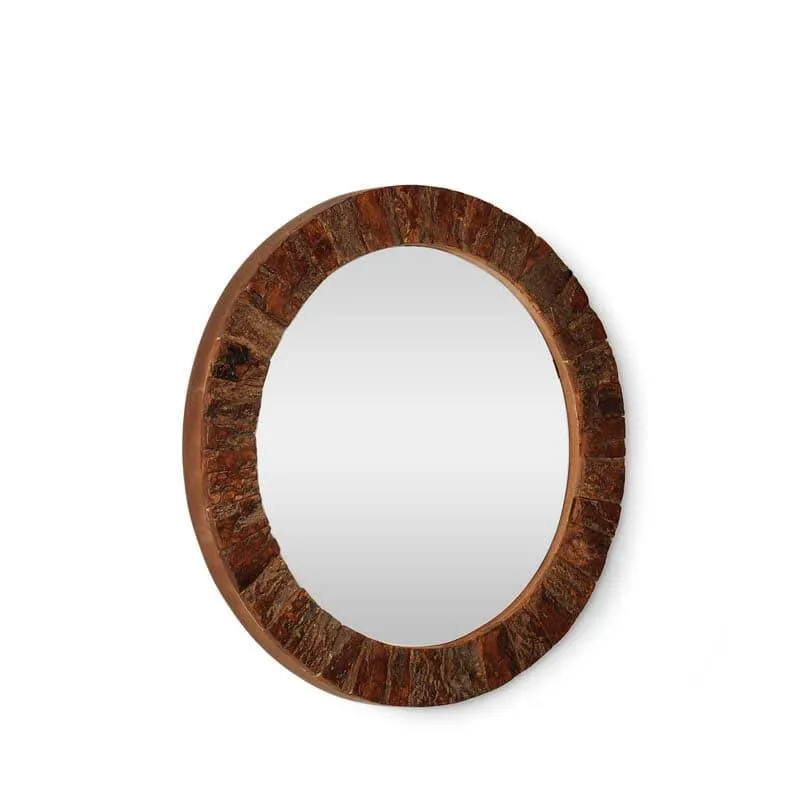 Round Timber Wall Mirror media 4
