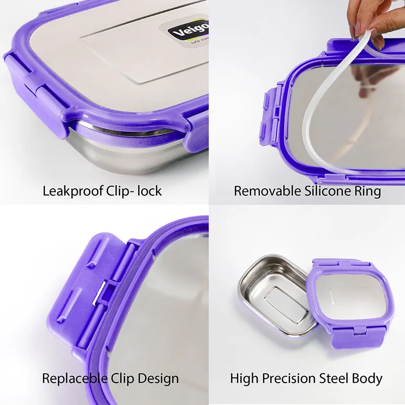 Delico Pack Violet Lunch Box With Insulated Pouch (775 mL /150 mL) - Three Piece Set media 6