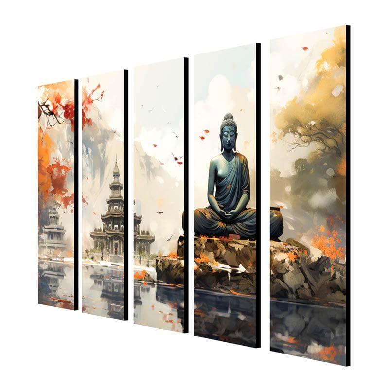 Benevolent Buddha Canvas Wall Art - Set Of Five media 3