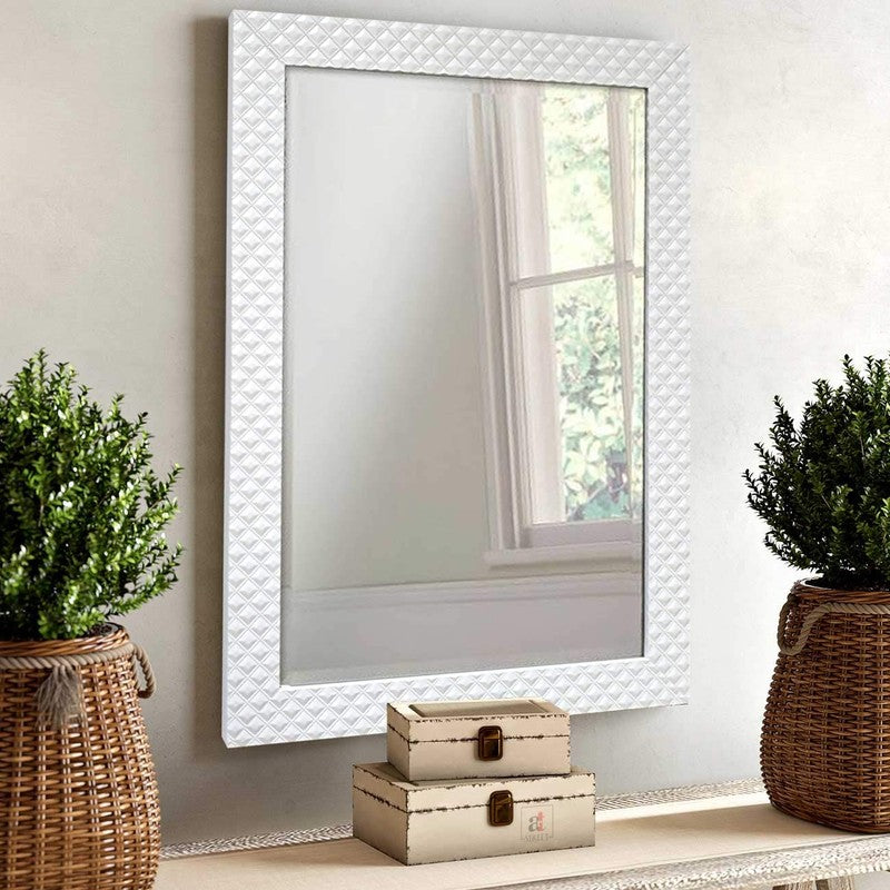 Regalyn Wall Mirror With Wooden Frame - White