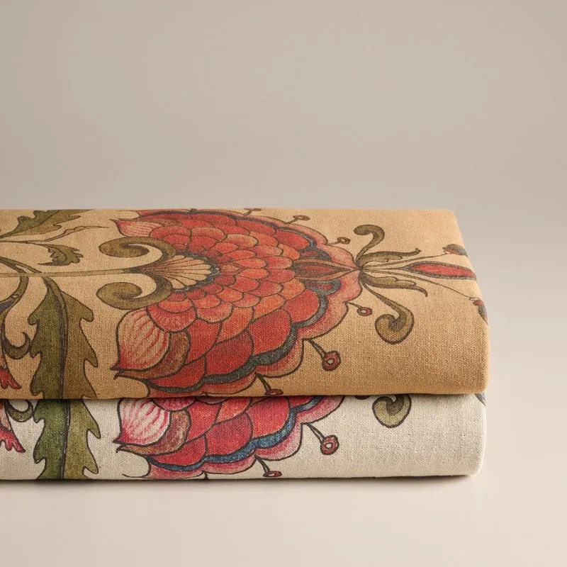 Mehfil Floral Cotton Bath Towels - Off White & Red media 5