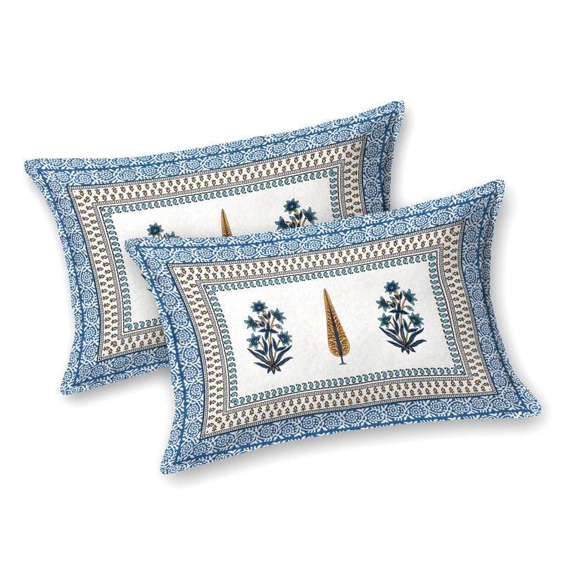 Amrutha Ethnic Printed Cotton Bedsheet (Blue) - 140 TC media 6