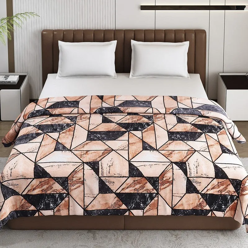 Monte Carlo Leafira Abstract Print Polyester Blanket (Brown) - 300 GSM media 3