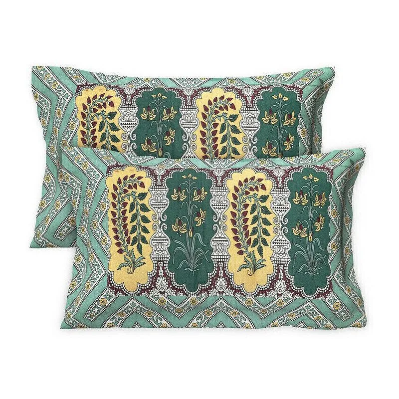 Floraum Cotton Bedsheet (Green,Yellow) - 240 TC media 5