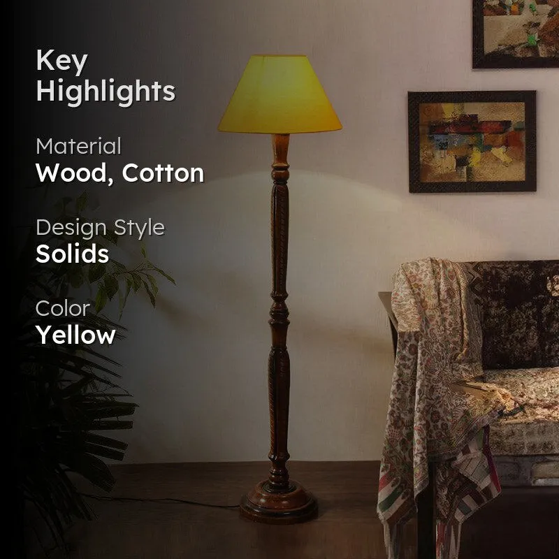 Hima Vintage Wooden Floor Lamp - Yellow media 2