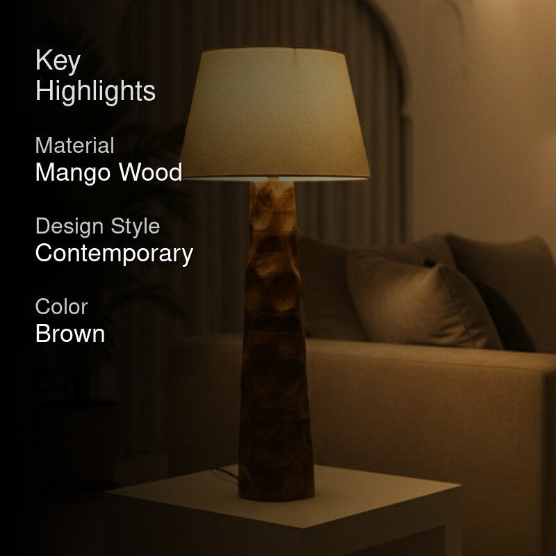 Sculpted White Mango Wood Floor Lamp media 2