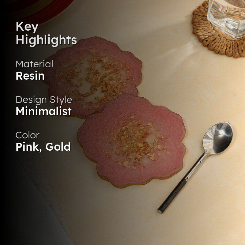 Gold Fleck Resin Coaster (Pink) - Set Of Two media 2