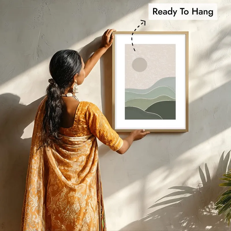 Muted Morning Canvas Wall Painting With Brown Frame media 7
