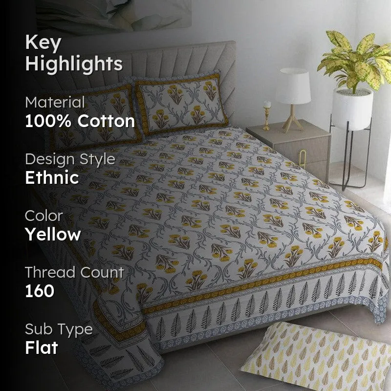 Giselle Floral Cotton Bedsheet - 160 TC media 2