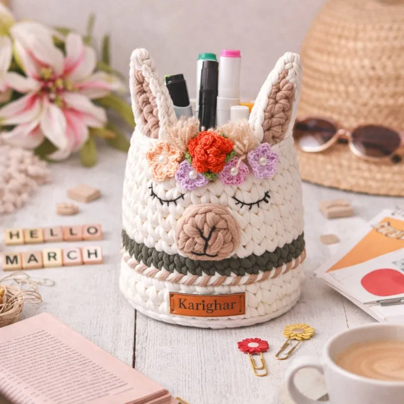 Handcrafted Multicolor Crochet Stationery Holder media 3
