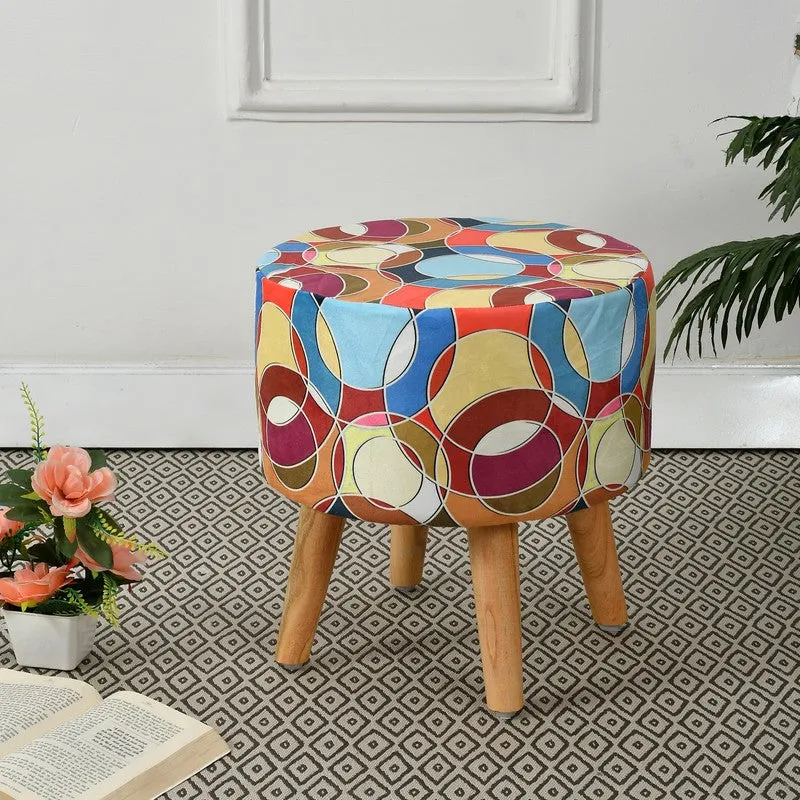 Navine Bubble-print Multicolor Engineered Wood Ottoman media 1