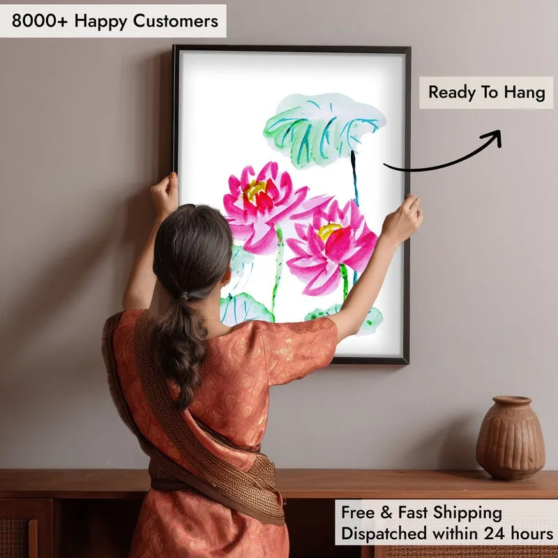 Lotus Scribbles Archival Paper Wall Art With Frame media 7