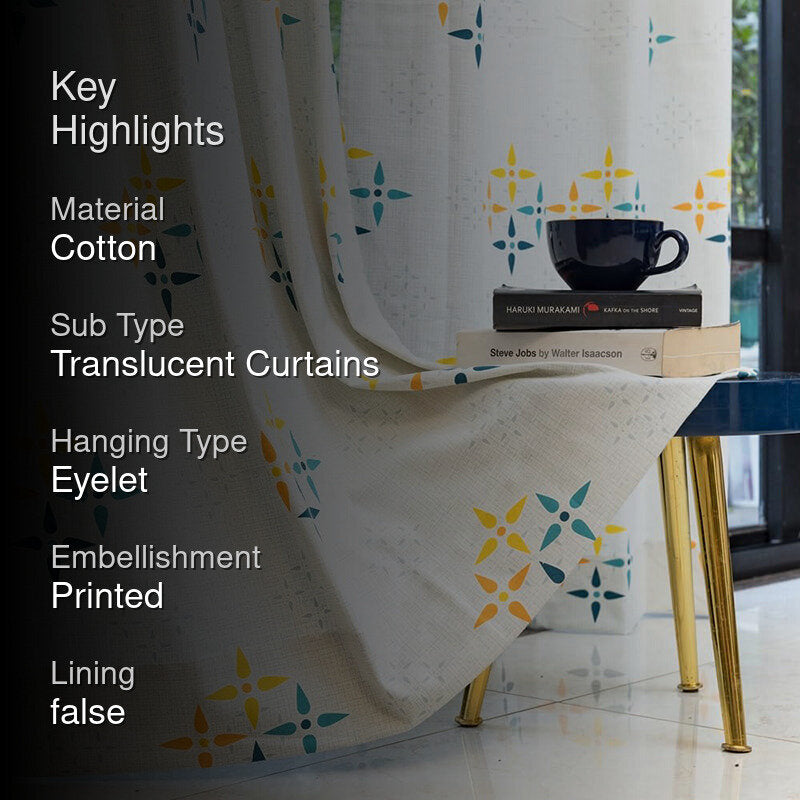 Urban Space Mosaic Curtain (Yellow & Blue) - Set Of Two media 2