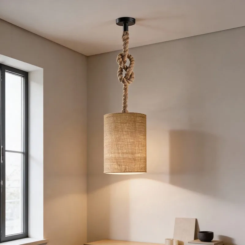 CalmGlow Jute Ceiling Lamp - Beige media 4