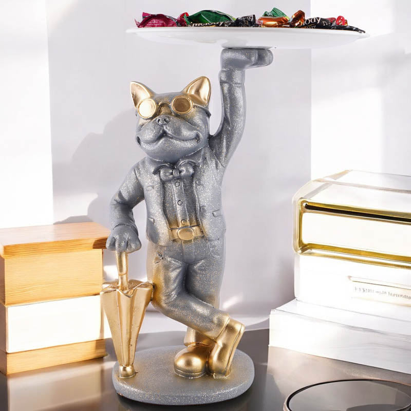 Dapper Cat Painted Polyresin Show Piece - Grey media 3