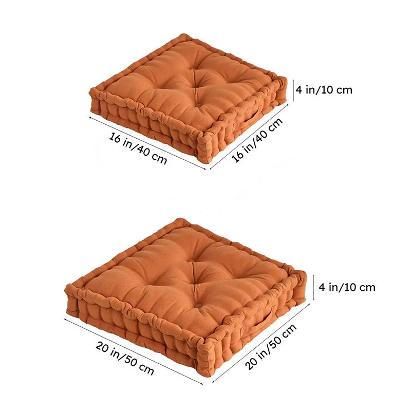 Fluffscape Solid Cotton Floor Cushion (Brown) - Set Of Three media 10