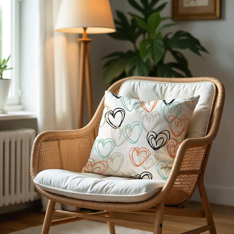 Hearty Doodles Printed Velvet Cushion Cover - Set Of Five media 5