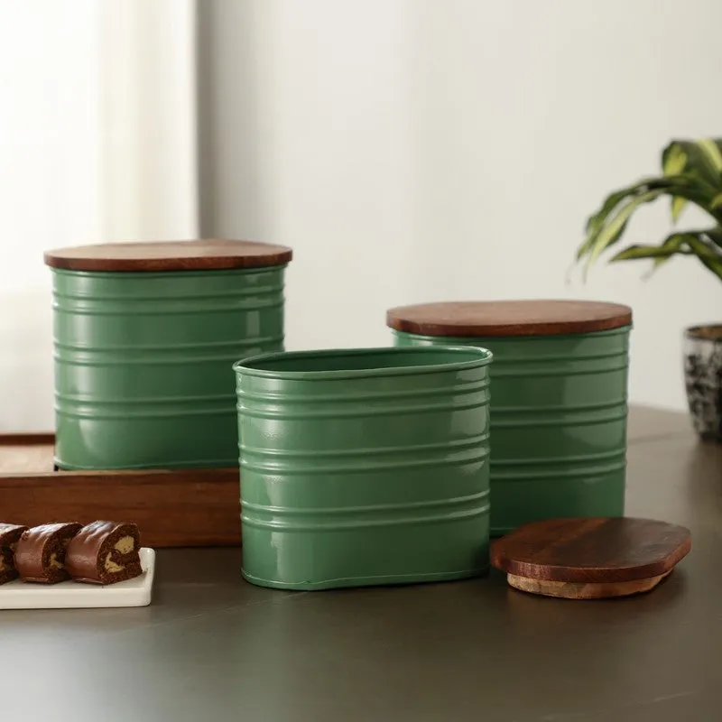 Pantry Pal Containers With Lid (Green,1000 mL Each) - Set Of Three media 1