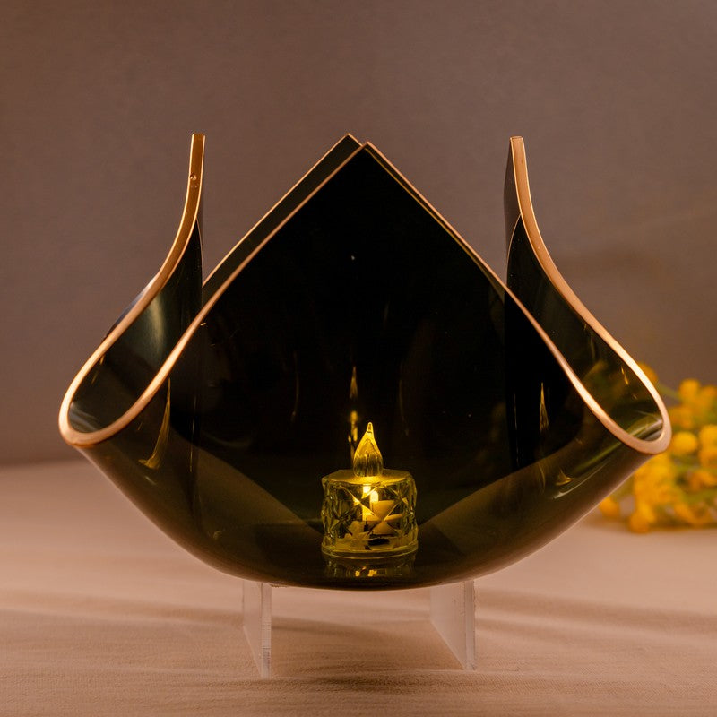 Noire Bloom Black & Gold Tulip Glass Candle Holder media 5