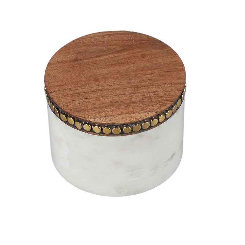 Marvessa Marble Storage Jar With Wood Lid - 100 ML media 4