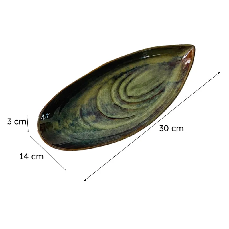 Olive Drip Ceramic Platter media 8