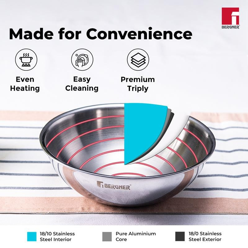 Bergner Argent Triply Stainless Steel Induction Base Tasra With Lid - 2500 ML media 6