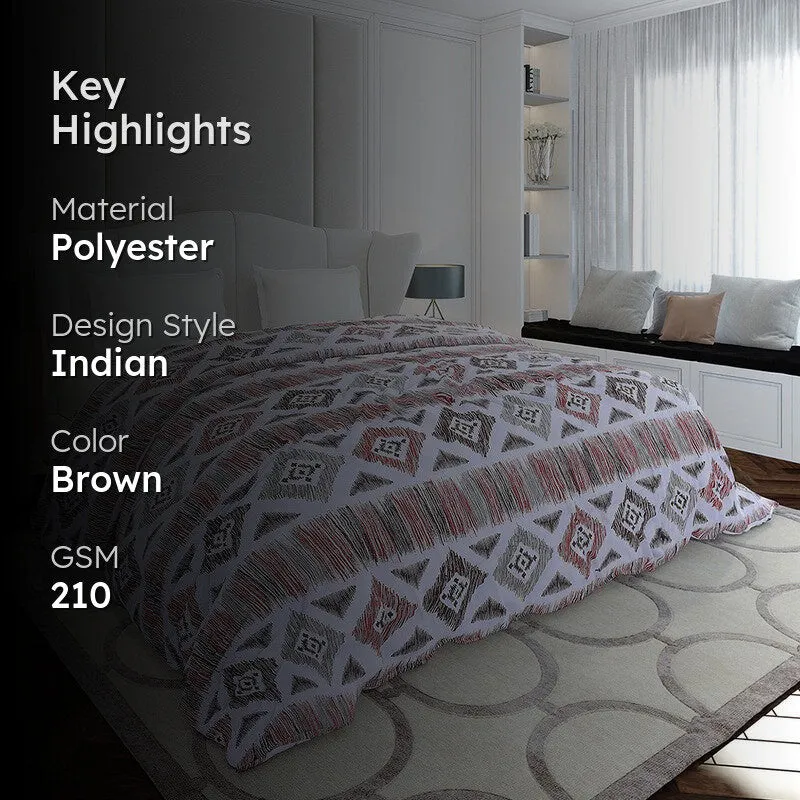 Monte Carlo Mazecraft Geometric Polyester Duvet Covers (Brown) - 210 GSM media 2