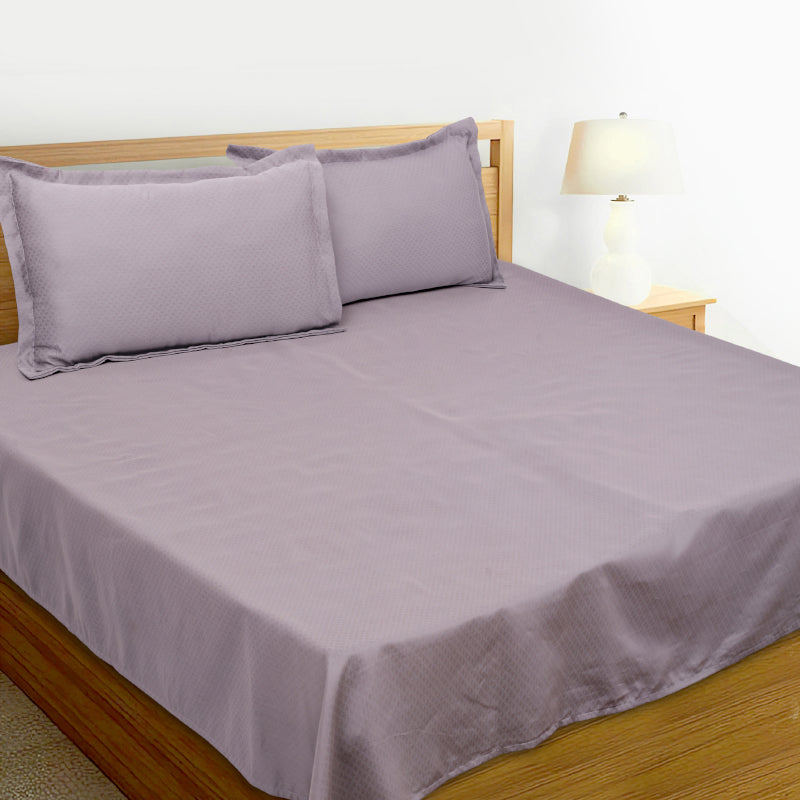 Sanumi Solid Cotton Bedsheet (Dust Purple) - 300 TC media 3