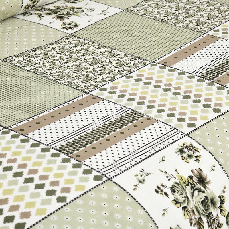 Yuna Floral  Cotton Bedsheet (Green & White) - 160 TC media 4