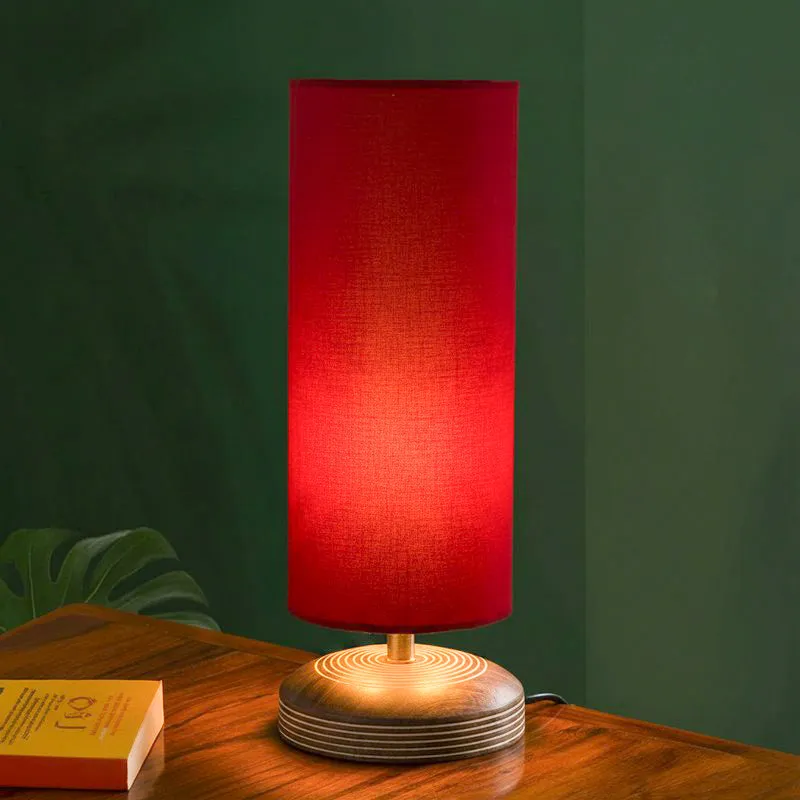 Savera Siera Fabric Table Lamp - Red,Brown media 1
