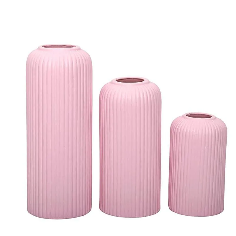 Pasha Ceramic Vase (Pink) - Set Of Three media 5