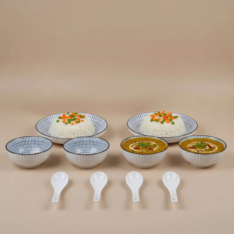 Dine Bloom Ceramic Dinner Set (300 mL Each) - 10 Piece Set media 5