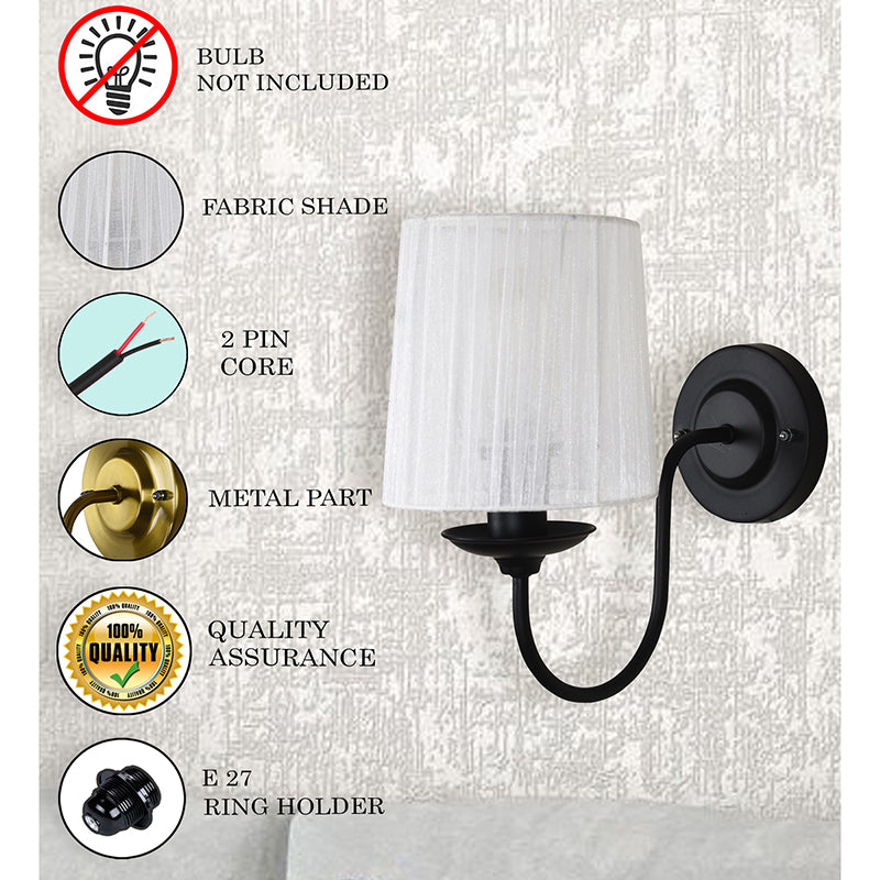 Carva Pleat Brass & Fabric Wall Lamp (Black) - Set Of Two media 4
