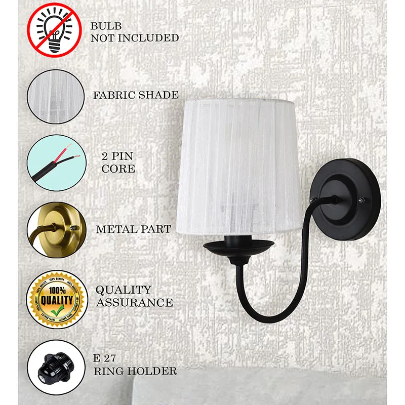 Carva Pleat Brass & Fabric Wall Lamp (Black) - Set Of Two media 4