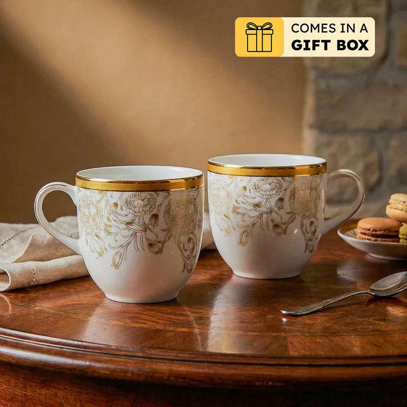 Gilded Iris Pete 24k Gold Brushed Porcelain Coffee Mug (300 mL Each/Gold) - Set Of Six media 1