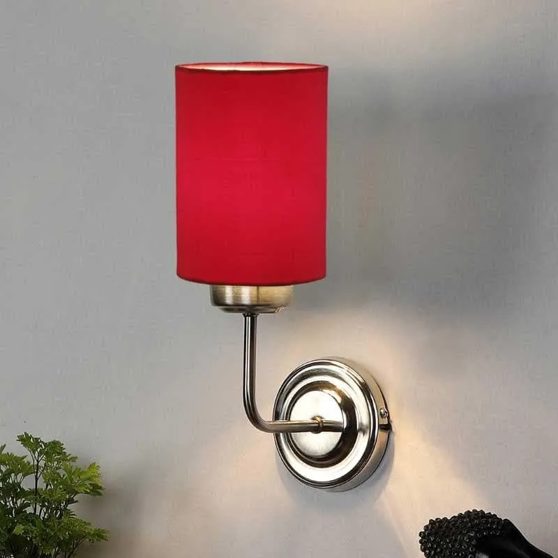 Biyox Cylindrical Fabric Wall Lamp - Red media 4
