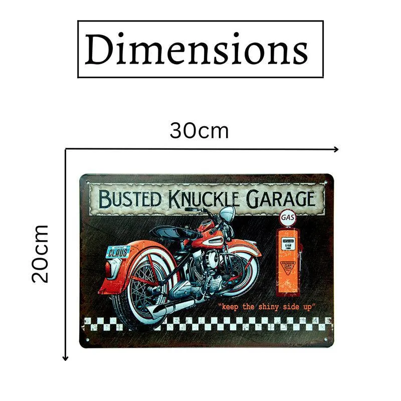 Busted Knuckle Motorcycle Garage Retro Metal Wall Accent media 7