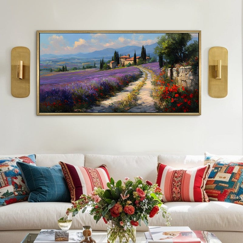 Lavender Lightway Canvas Wall Painting With Frame