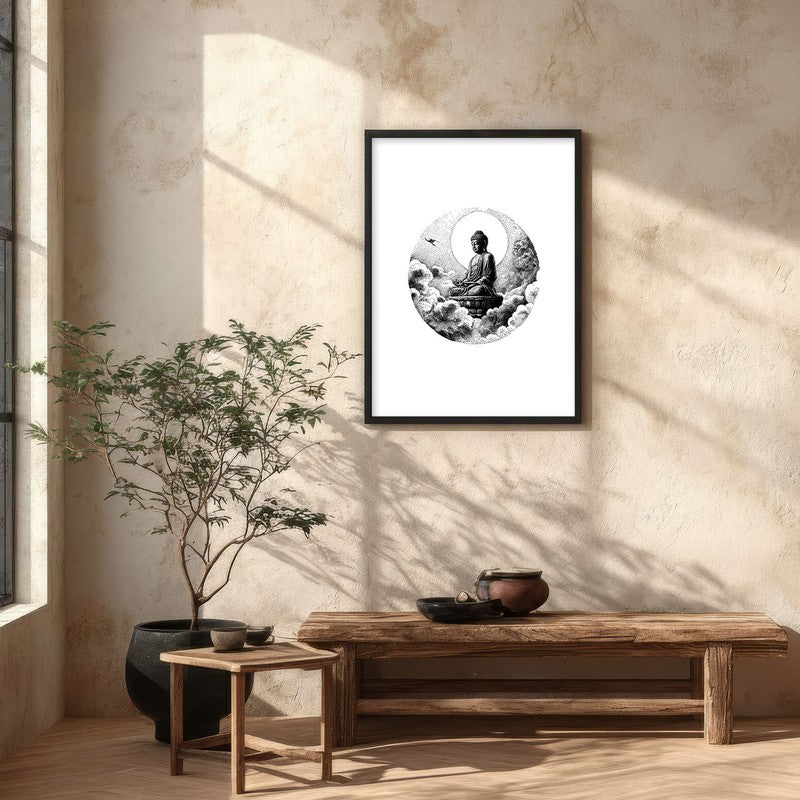 Eternal Peace Buddha Wall Painting With Black Frame media 5