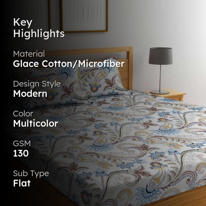 Naina Ethnic Microfiber Bedsheet - 130 GSM media 2