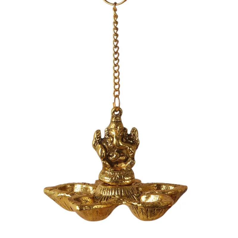 Vighnaharta Hanging Diya - Gold media 4