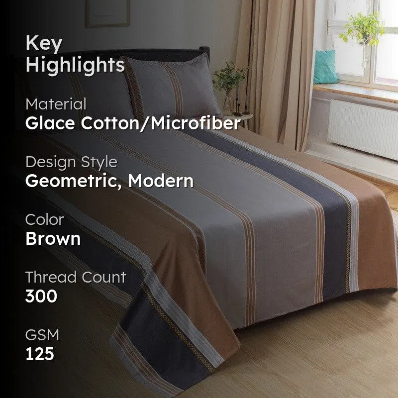 Siesta Stripes Microfiber Bedsheet (Brown) - 125 GSM media 2